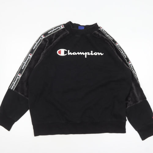 Champion Women’s Black XL Pullover Sweatshirt with Logo Tape Detail