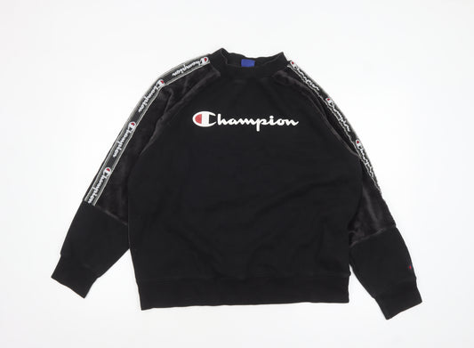 Champion Women’s Black XL Pullover Sweatshirt with Logo Tape Detail