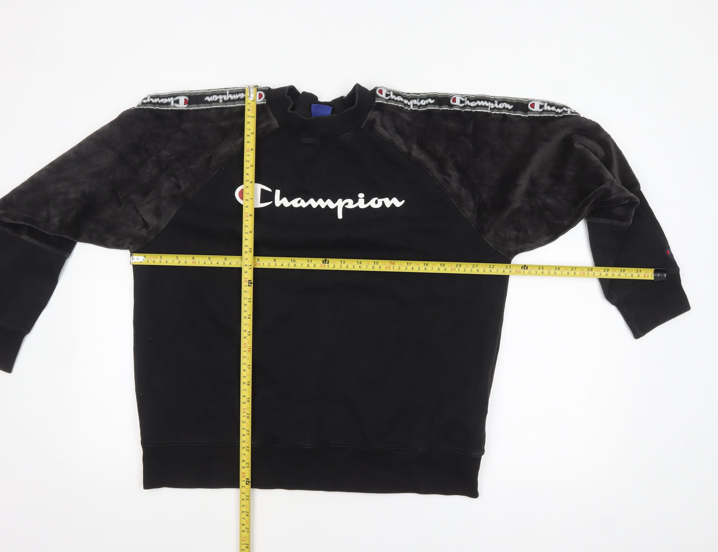Champion Women’s Black XL Pullover Sweatshirt with Logo Tape Detail