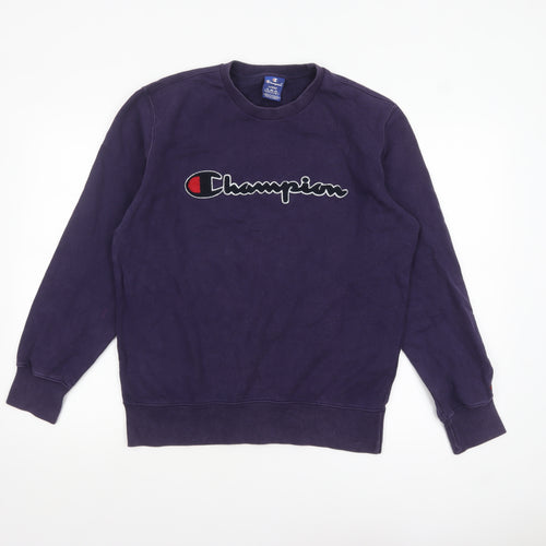 Champion Men's Purple Crew Neck Logo Sweatshirt Size L