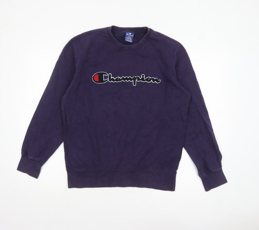 Champion Men's Purple Crew Neck Logo Sweatshirt Size L