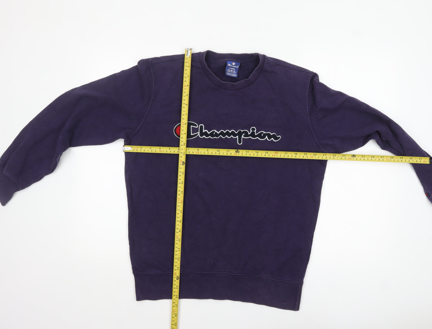 Champion Men's Purple Crew Neck Logo Sweatshirt Size L