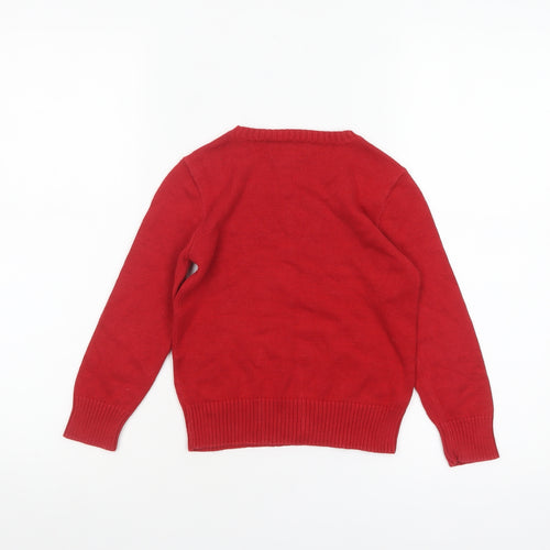 Polo Ralph Lauren Boys Red Cotton Crew Neck Jumper Size 5 Years