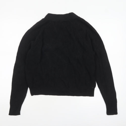 GAP Women Black Medium Button Cardigan 100% Cotton V-Neck Knit