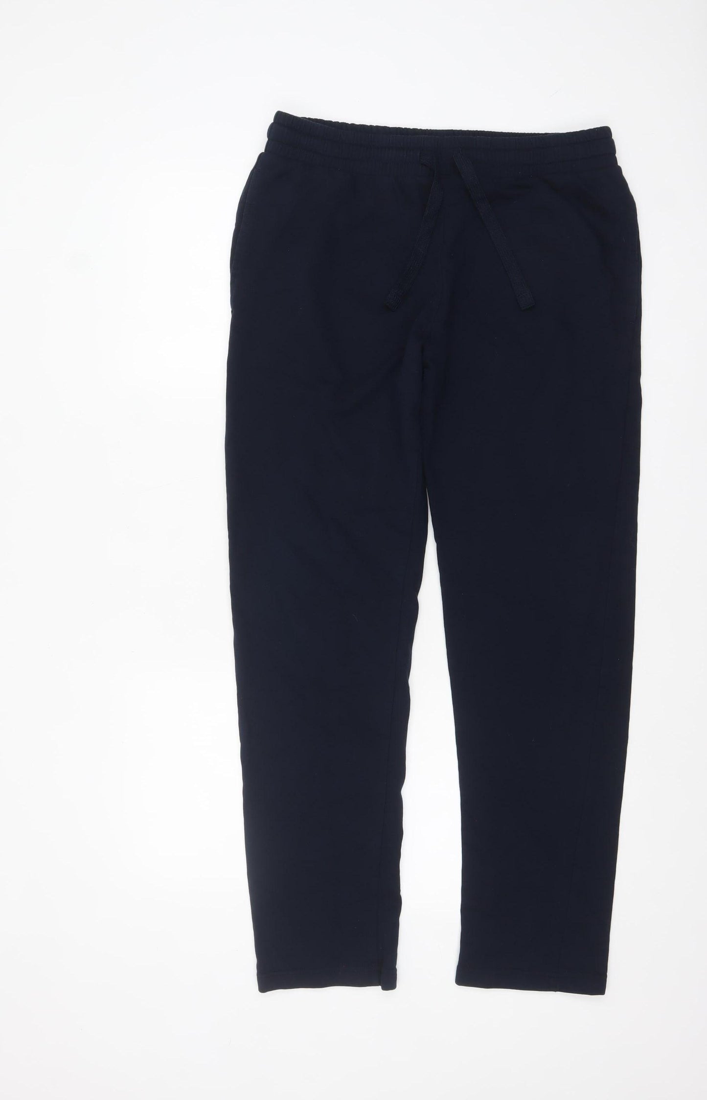 Marks and Spencer Men Navy Blue M Regular Cotton Blend Jogger Trousers