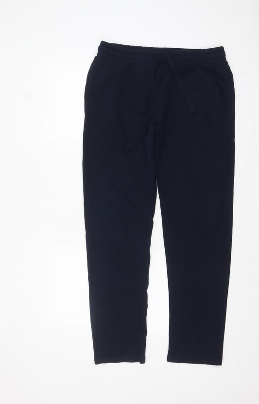 Marks and Spencer Men Navy Blue M Regular Cotton Blend Jogger Trousers