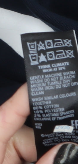 Marks and Spencer Men Navy Blue M Regular Cotton Blend Jogger Trousers