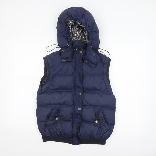 Louche Women's Blue Hooded Puffer Waistcoat Size 10