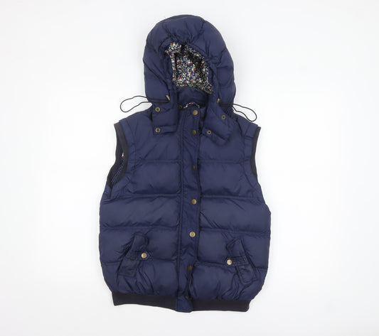 Louche Women's Blue Hooded Puffer Waistcoat Size 10