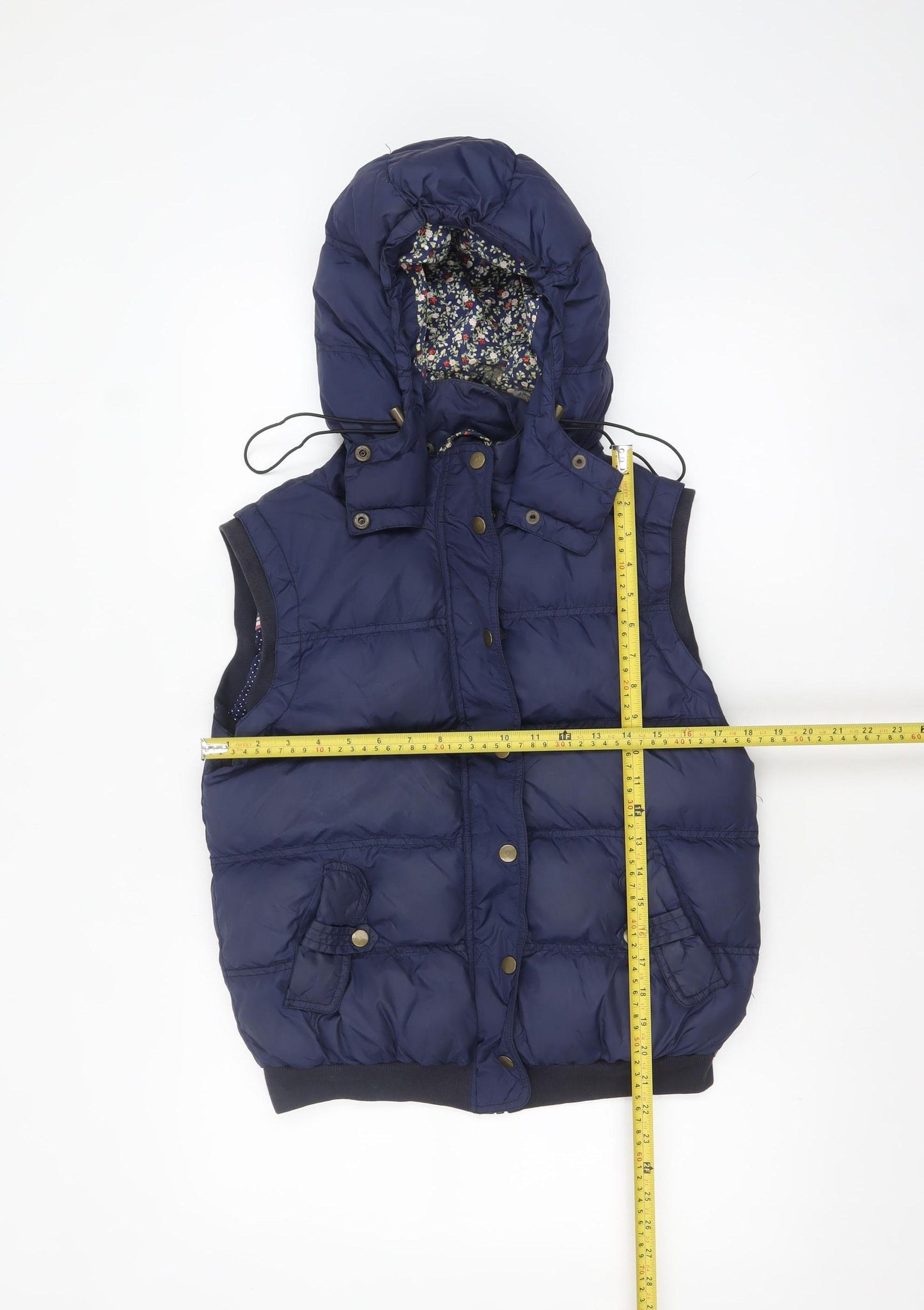 Louche Women's Blue Hooded Puffer Waistcoat Size 10