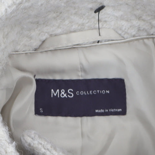 Marks and Spencer Women's Beige Wool Blend Short Overcoat Size S