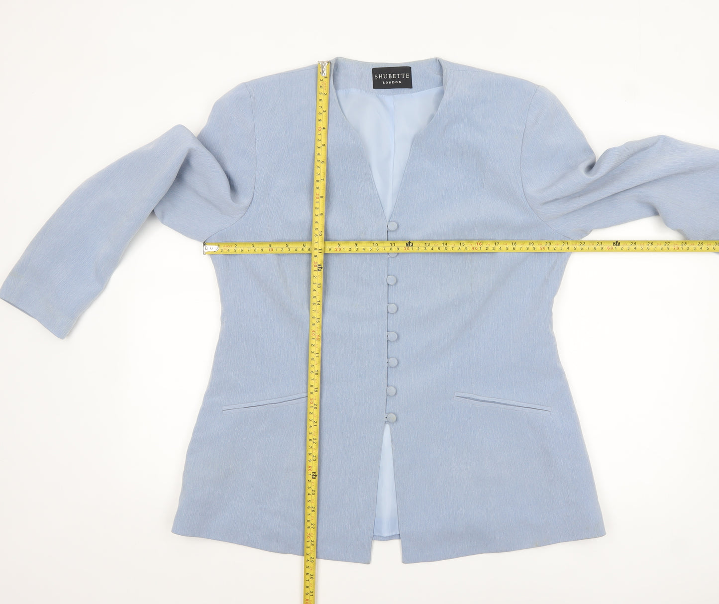 Shubette London Women's Blue Long Sleeve Single-Breasted Blazer Size 18