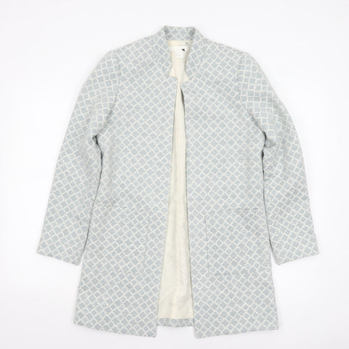 H&M Women’s Grey Geometric Mid-Length Woven Blazer Size UK 6