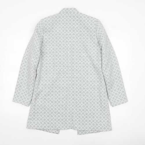 H&M Women’s Grey Geometric Mid-Length Woven Blazer Size UK 6