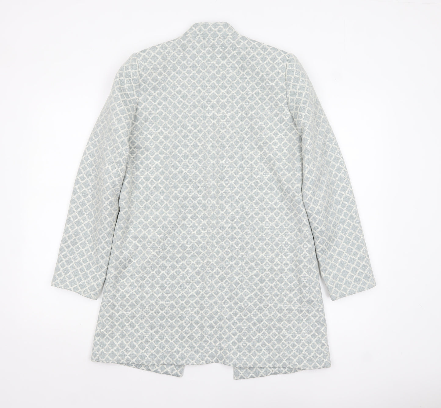 H&M Women’s Grey Geometric Mid-Length Woven Blazer Size UK 6