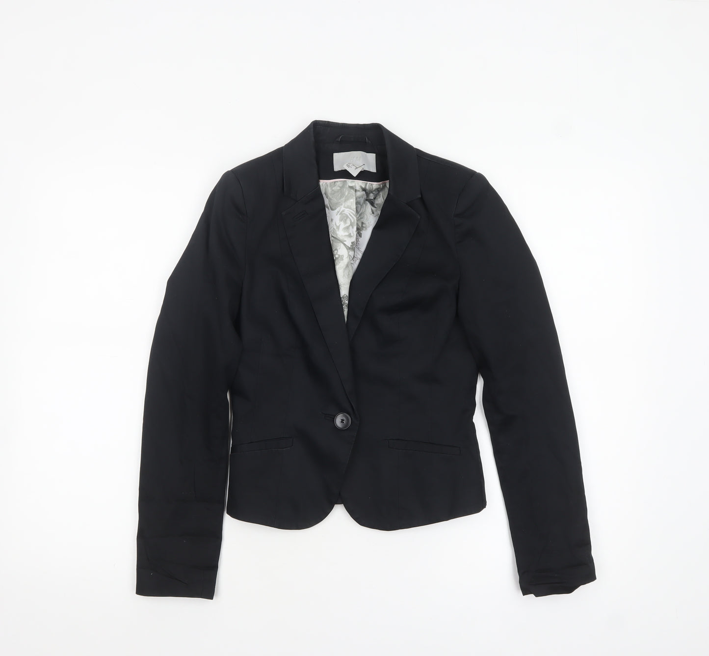 H&M Women Black Fitted Suit Jacket Size 10 Classic Blazer