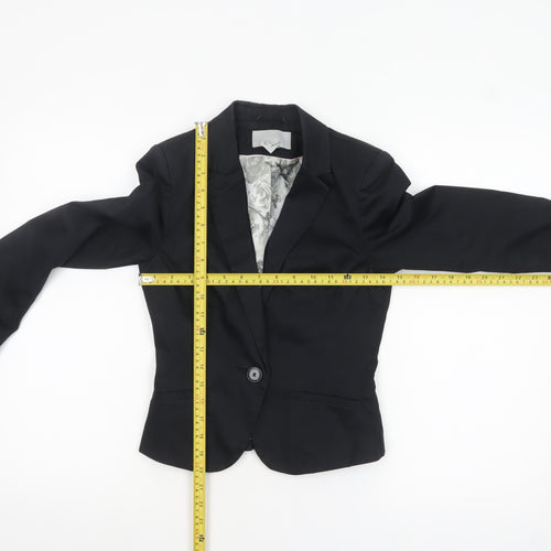 H&M Women Black Fitted Suit Jacket Size 10 Classic Blazer
