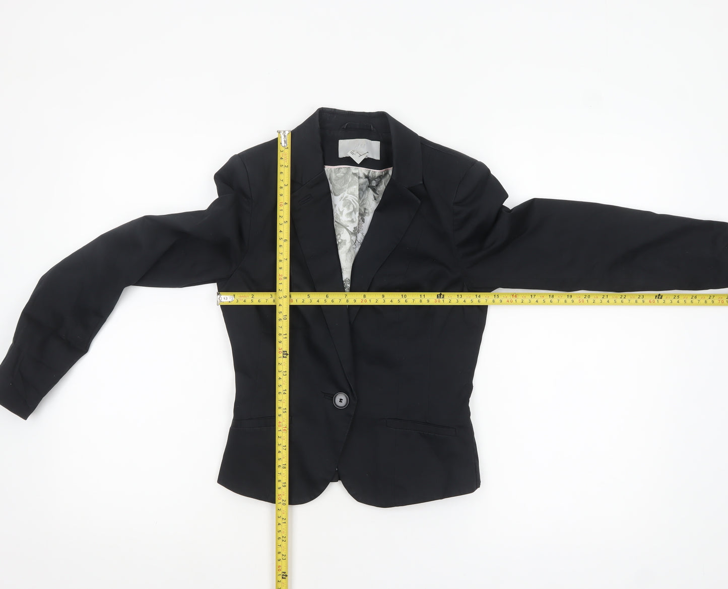 H&M Women Black Fitted Suit Jacket Size 10 Classic Blazer