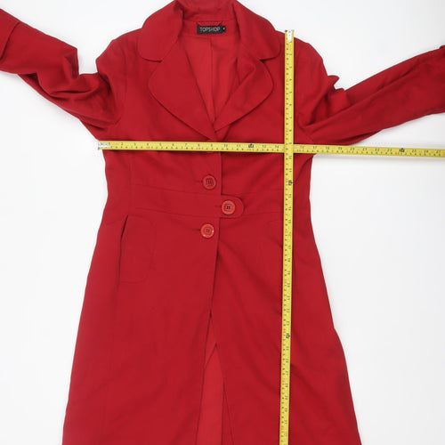 Topshop Women's Red Cotton Mid-Length Trench Coat Size 12