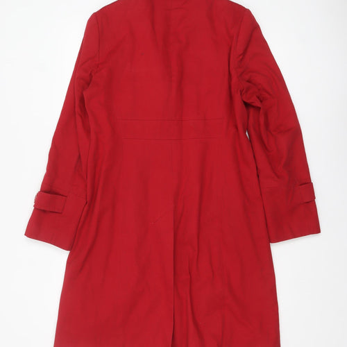 Topshop Women's Red Cotton Mid-Length Trench Coat Size 12