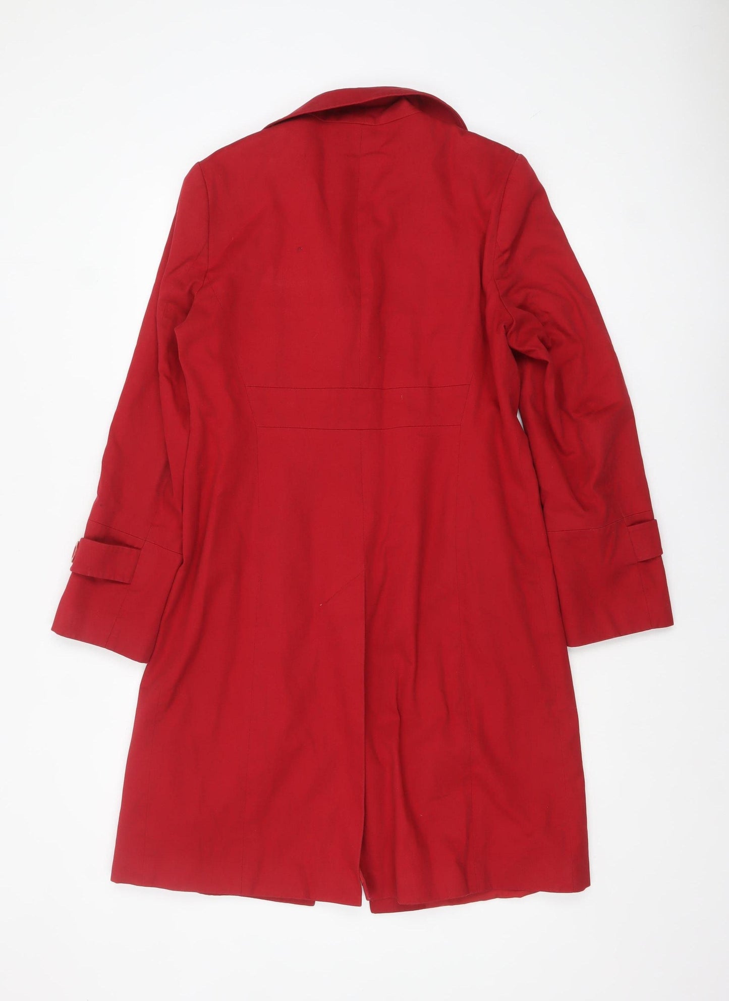 Topshop Women's Red Cotton Mid-Length Trench Coat Size 12