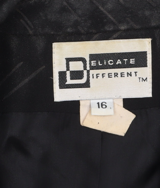 Delicate Different Women Black Size 16 Single-Breasted Blazer Jacket