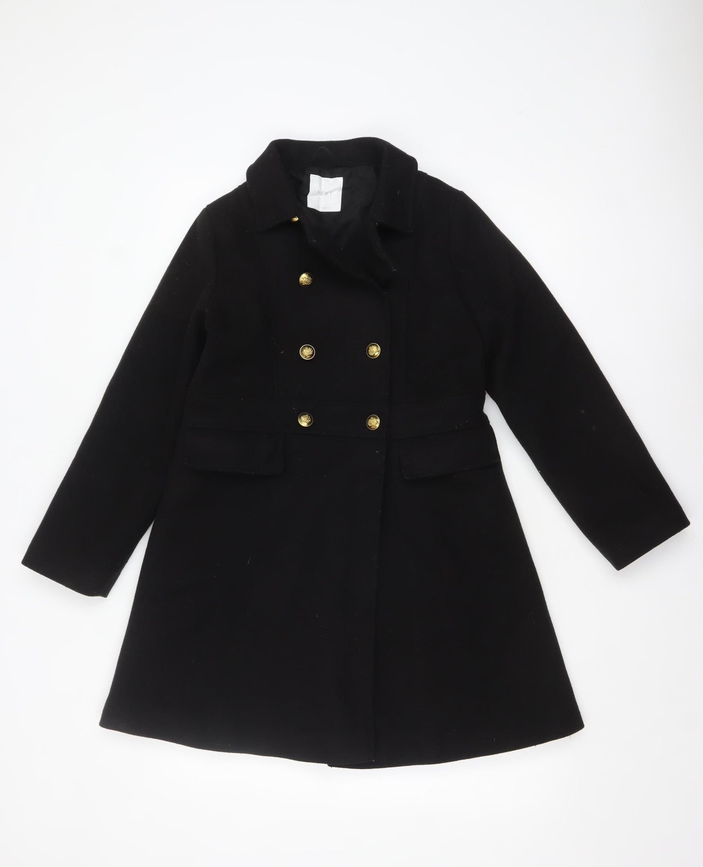Next Girls Black Wool Blend Double-Breasted Pea Coat 10 Years