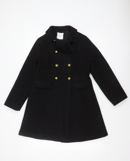 Next Girls Black Wool Blend Double-Breasted Pea Coat 10 Years