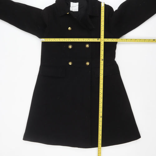 Next Girls Black Wool Blend Double-Breasted Pea Coat 10 Years