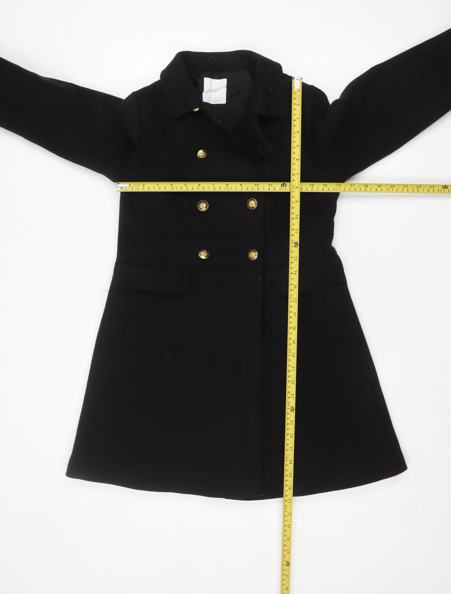 Next Girls Black Wool Blend Double-Breasted Pea Coat 10 Years