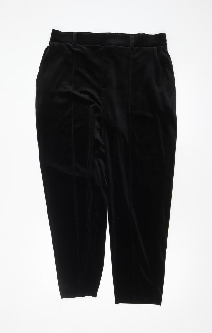 Lands' End Women's Black Velvet Tapered Trousers Size M