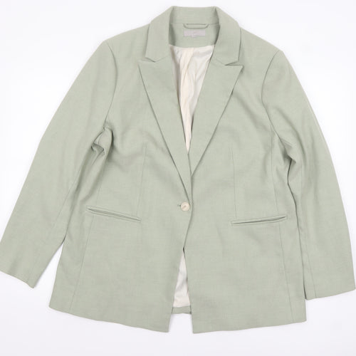 H&M Women Green One Button Tailored Blazer Size 16