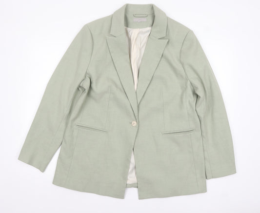 H&M Women Green One Button Tailored Blazer Size 16