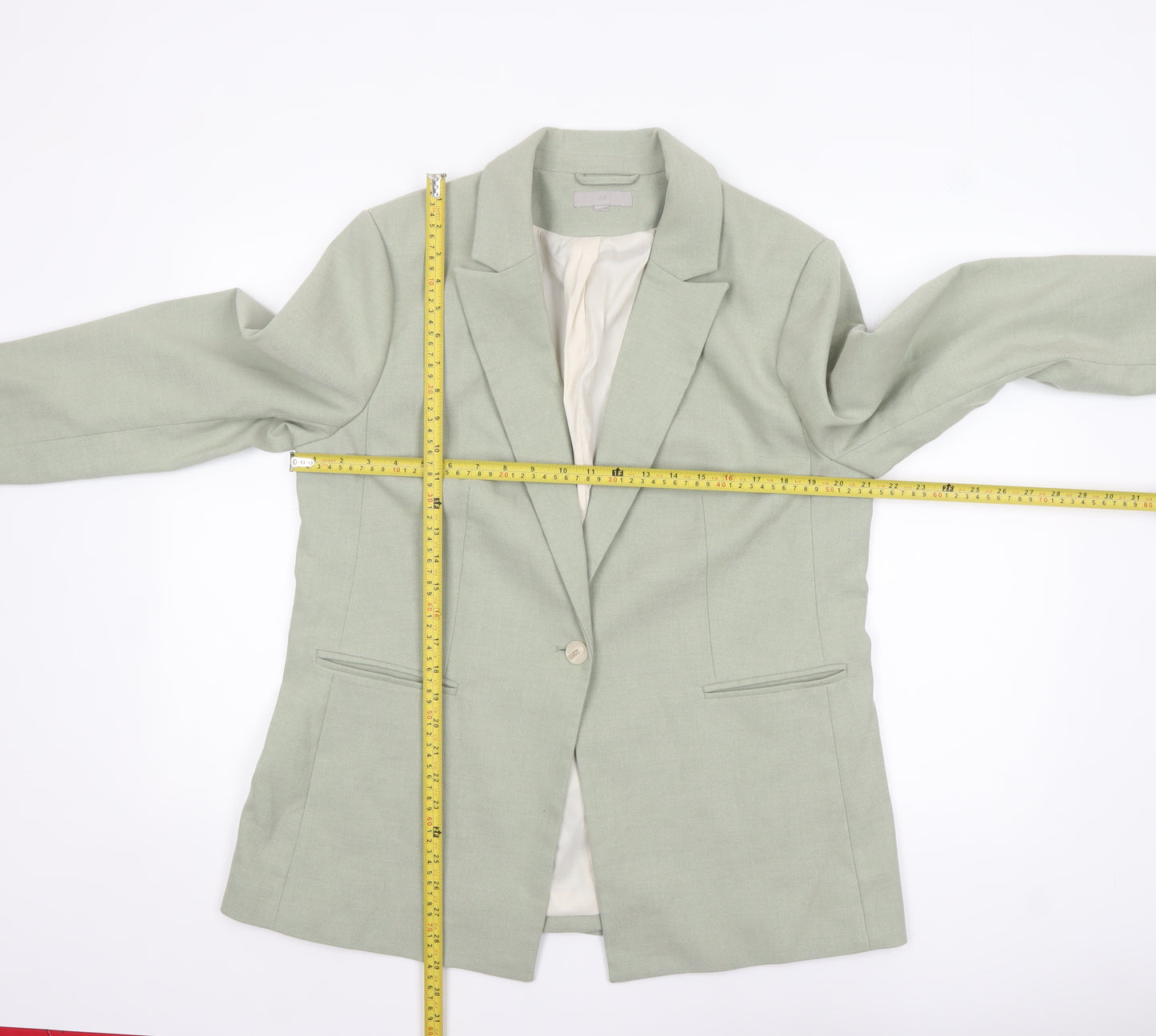 H&M Women Green One Button Tailored Blazer Size 16