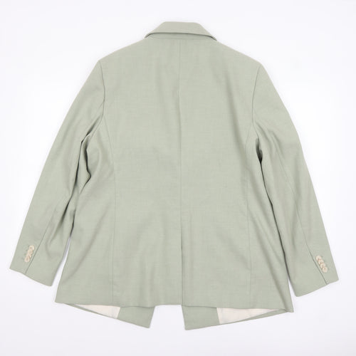 H&M Women Green One Button Tailored Blazer Size 16