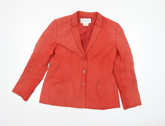 Jaeger Women's Red Silk Linen Blazer Size 12 Classic Tailored Jacket