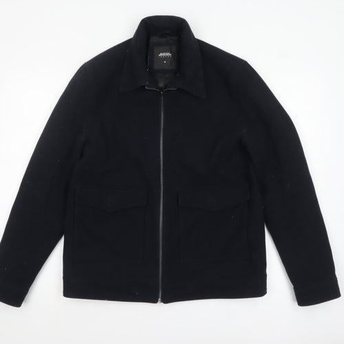 Burton Menswear London Men's Black Wool Blend Full Zip Jacket Medium