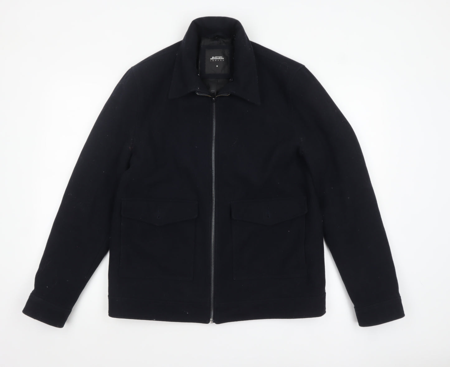 Burton Menswear London Men's Black Wool Blend Full Zip Jacket Medium