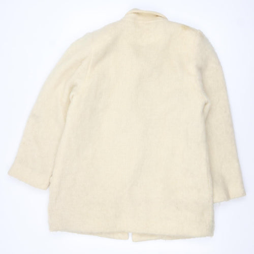 Hilda Ltd Womens Ivory Wool Mid-Length Coat Size M Classic Style