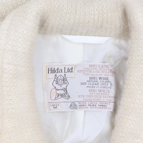 Hilda Ltd Womens Ivory Wool Mid-Length Coat Size M Classic Style