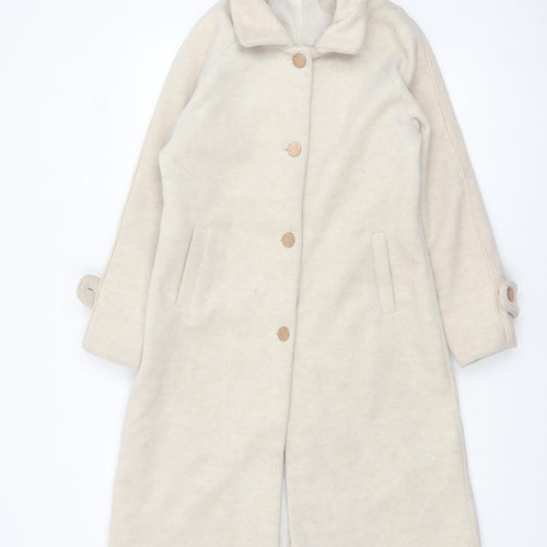Code Women Beige Long Overcoat Size 12 Polyester Blend