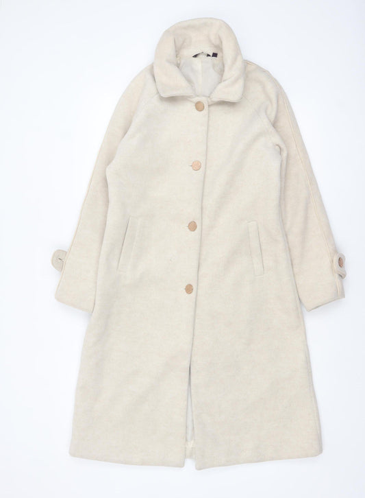 Code Women Beige Long Overcoat Size 12 Polyester Blend