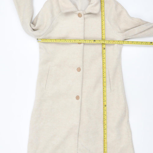 Code Women Beige Long Overcoat Size 12 Polyester Blend