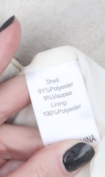 Code Women Beige Long Overcoat Size 12 Polyester Blend