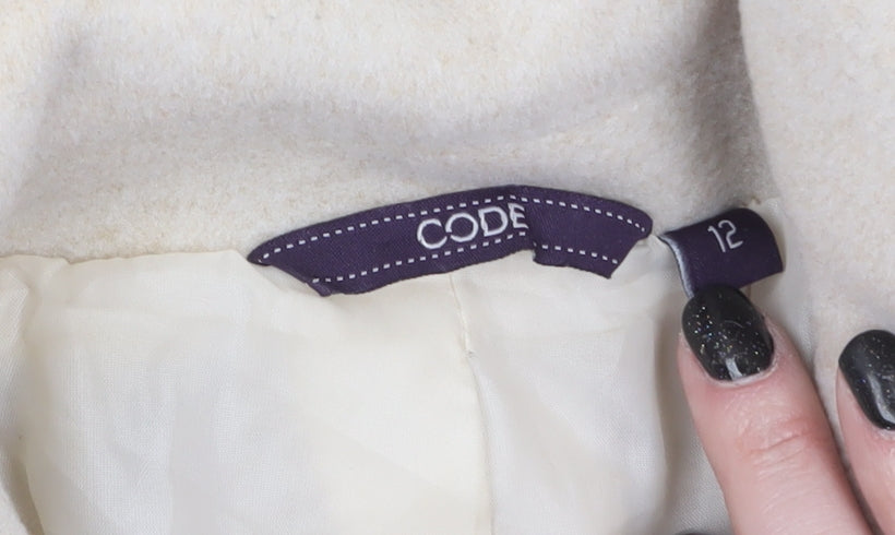 Code Women Beige Long Overcoat Size 12 Polyester Blend