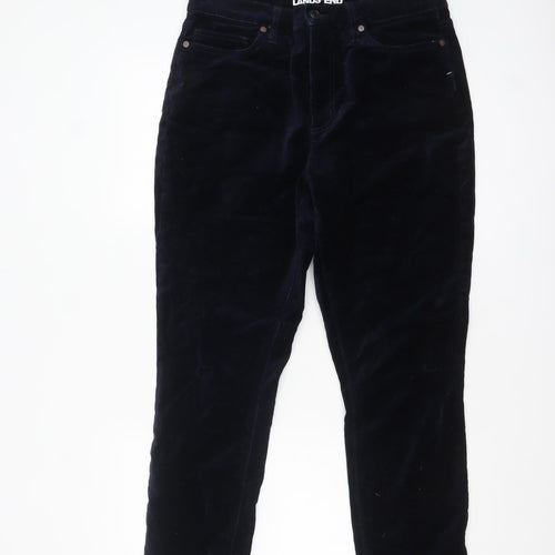 Lands' End Womens Blue Velvet Slim Trousers Size 14-16