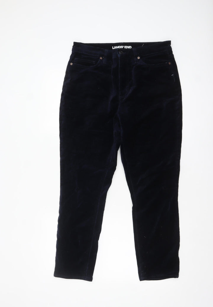 Lands' End Womens Blue Velvet Slim Trousers Size 14-16