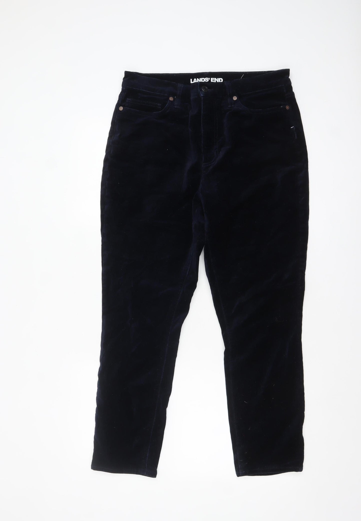 Lands' End Womens Blue Velvet Slim Trousers Size 14-16