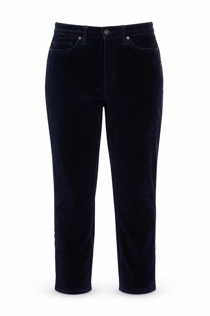 Lands' End Womens Blue Velvet Slim Trousers Size 14-16