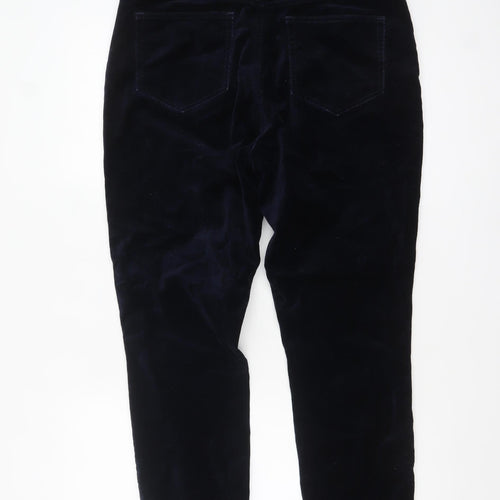 Lands' End Womens Blue Velvet Slim Trousers Size 14-16